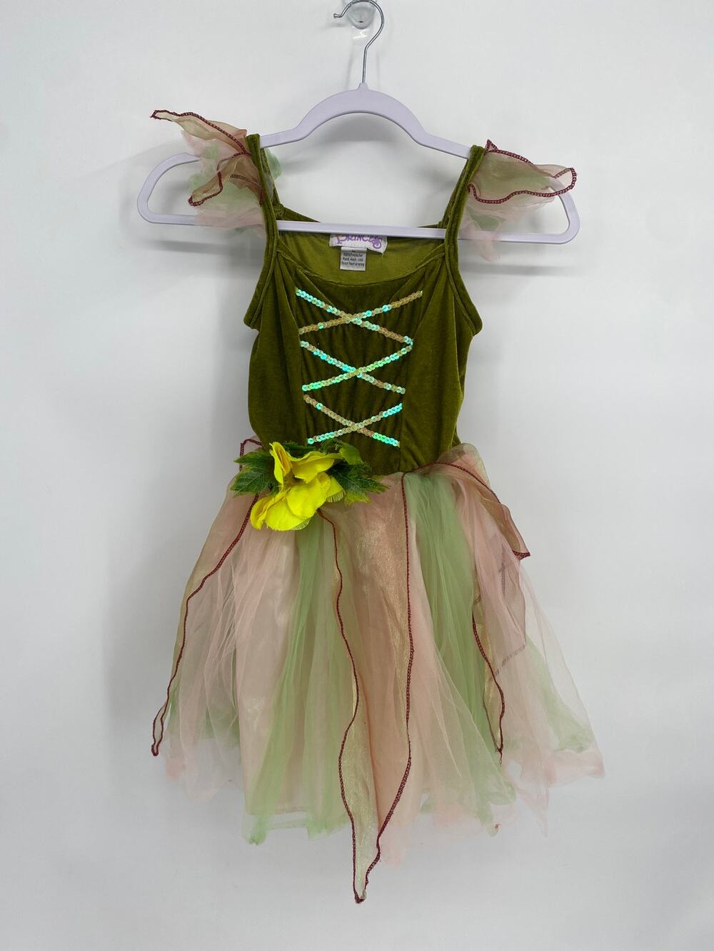 Princess Dress Green Lace Up Flower Tulle Skirt Medium